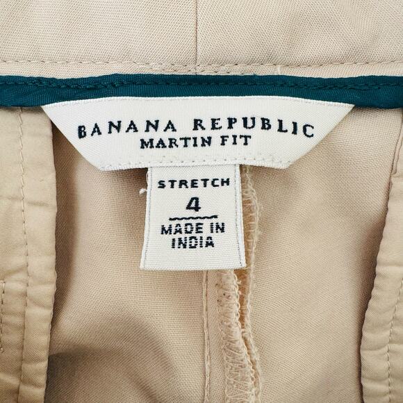 Banana Republic Martin Fit Sand Khaki Straight Wide Leg Trouser Cotton Pants 4 - Picture 3 of 12